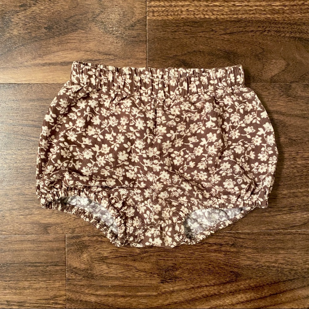Brown corduroy floral bloomers